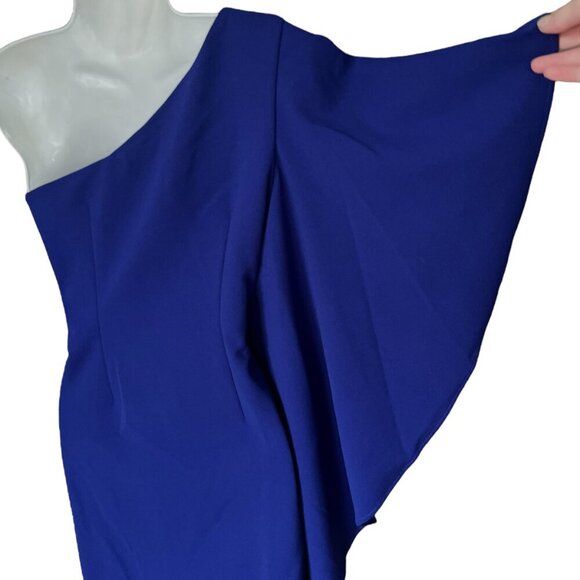 Calvin Klein Womens One Shoulder Dress Size 2 Blue Party Cocktail Event Occasion - Picture 4 of 8